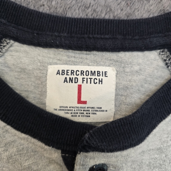 Abercrombie Fitch Shirt Mens Lge  Gray  Long Stripe Sleeve Athletic Dept Heavy - Picture 6 of 10